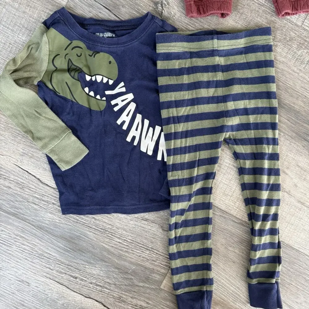 Lot 4 Toddler Boy Pajama Set 3T Dinosaurs Monster Truck Santa Christmas Quilted